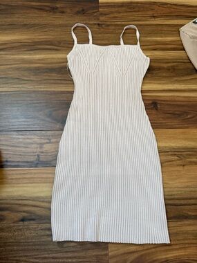 Le Lis Ribbed Spaghetti-Strap Mini Dress in Cream